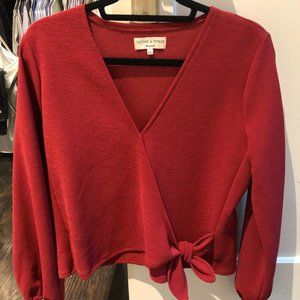 Madewell Texture & Thread red long sleeve top